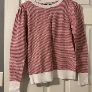 Women's Loft Red and White Striped Sweater XXS